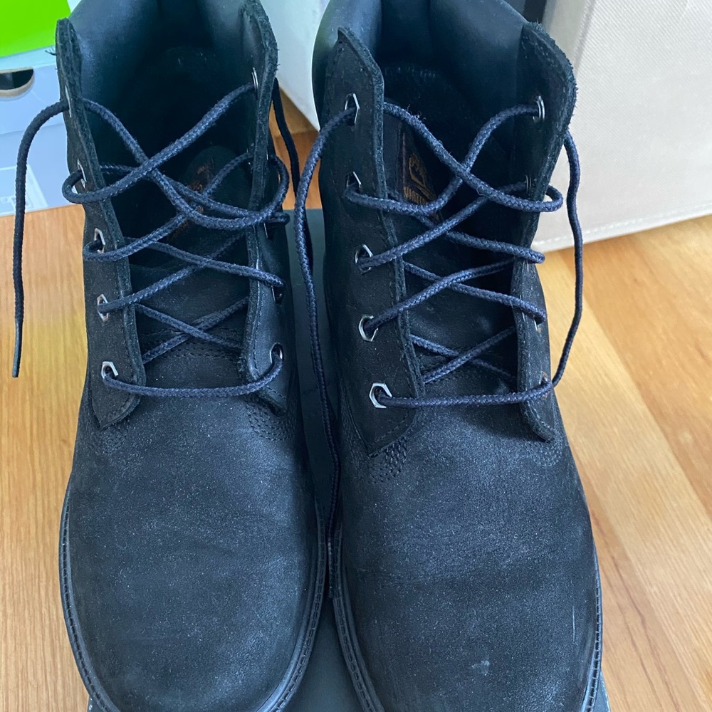 All back Timberland boots.